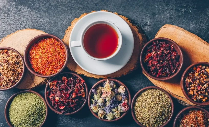 A selection of Ayurvedic Herbal Tea Blends designed to promote wellness and restore balance to the body, mind, and soul.