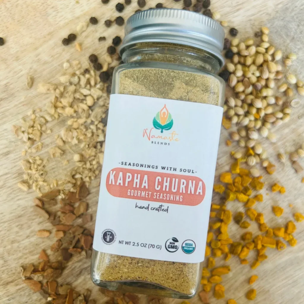 Organic Kapha Spice Blend it is an Organic Ayurvedic spice blend crafted to balance the Kapha dosha, support digestion, and promote energy and vitality.