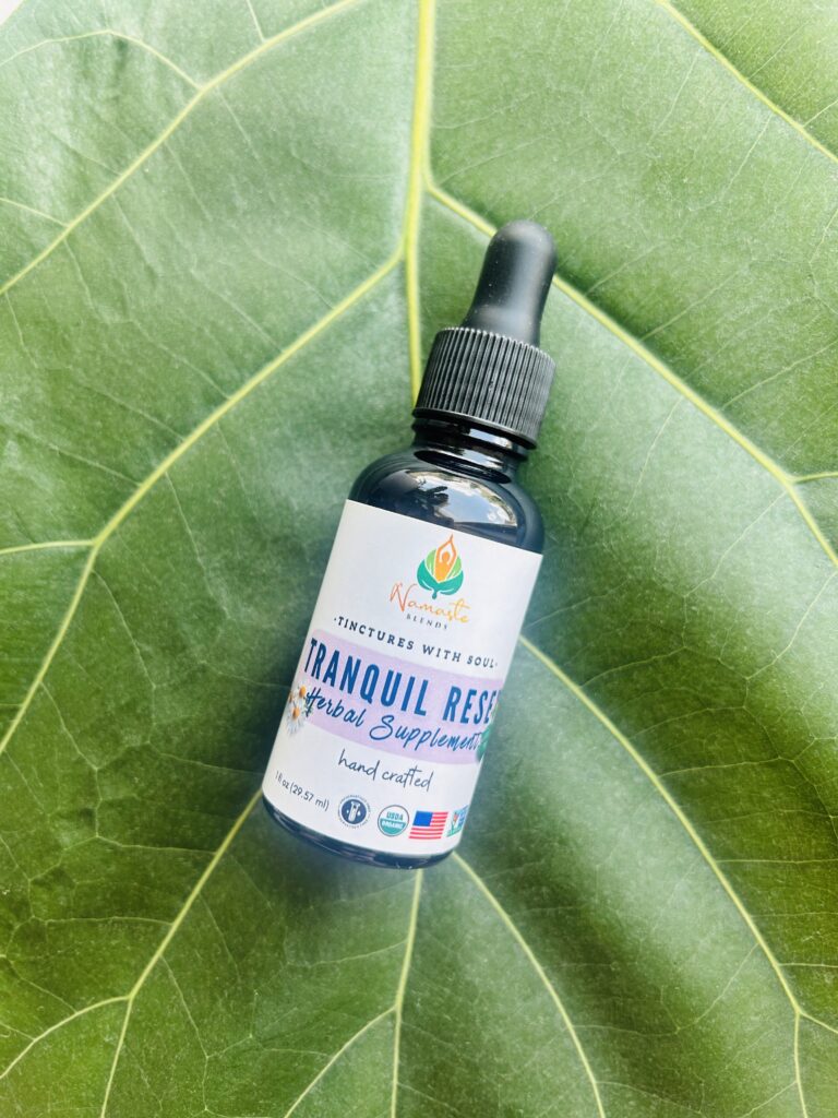 Bottle of Tranquil Reset Herbal Supplement with sleep-supporting herbs, designed to promote relaxation, ease tension, and support restful sleep naturally.