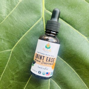 Bottle of Joint Ease Herbal Supplement with anti-inflammatory herbs, designed to support joint mobility, reduce stiffness, and promote natural joint comfort.