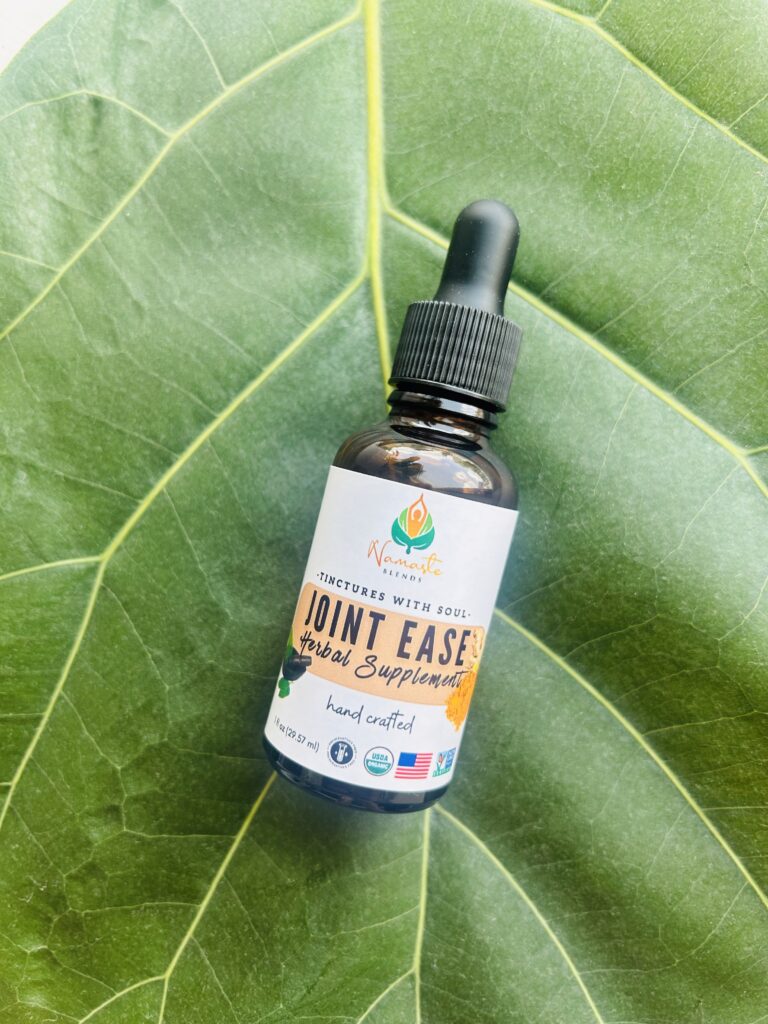 Bottle of Joint Ease Herbal Supplement with anti-inflammatory herbs, designed to support joint mobility, reduce stiffness, and promote natural joint comfort.