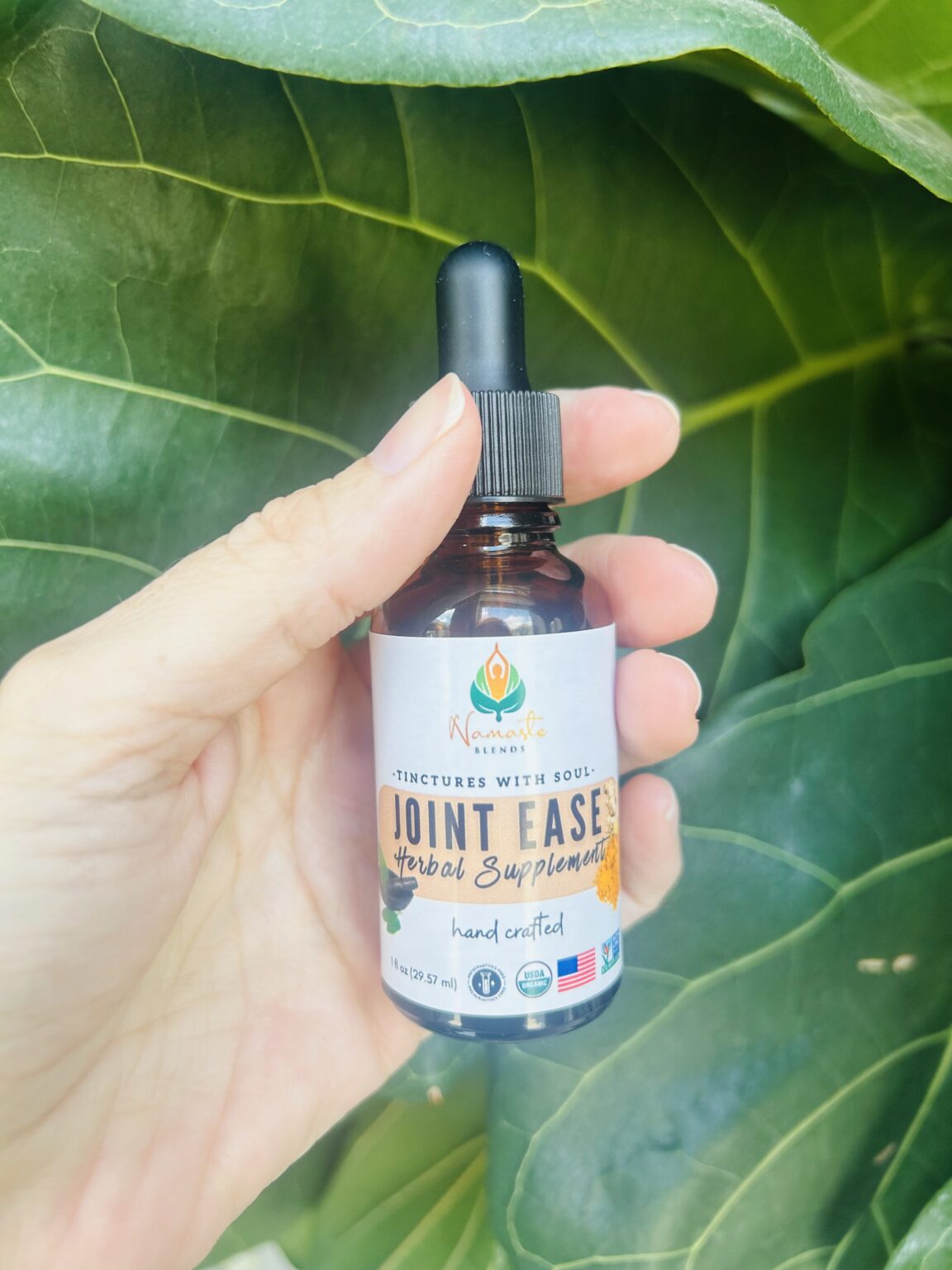 Bottle of Joint Ease Herbal Supplement with anti-inflammatory herbs, designed to support joint mobility, reduce stiffness, and promote natural joint comfort.