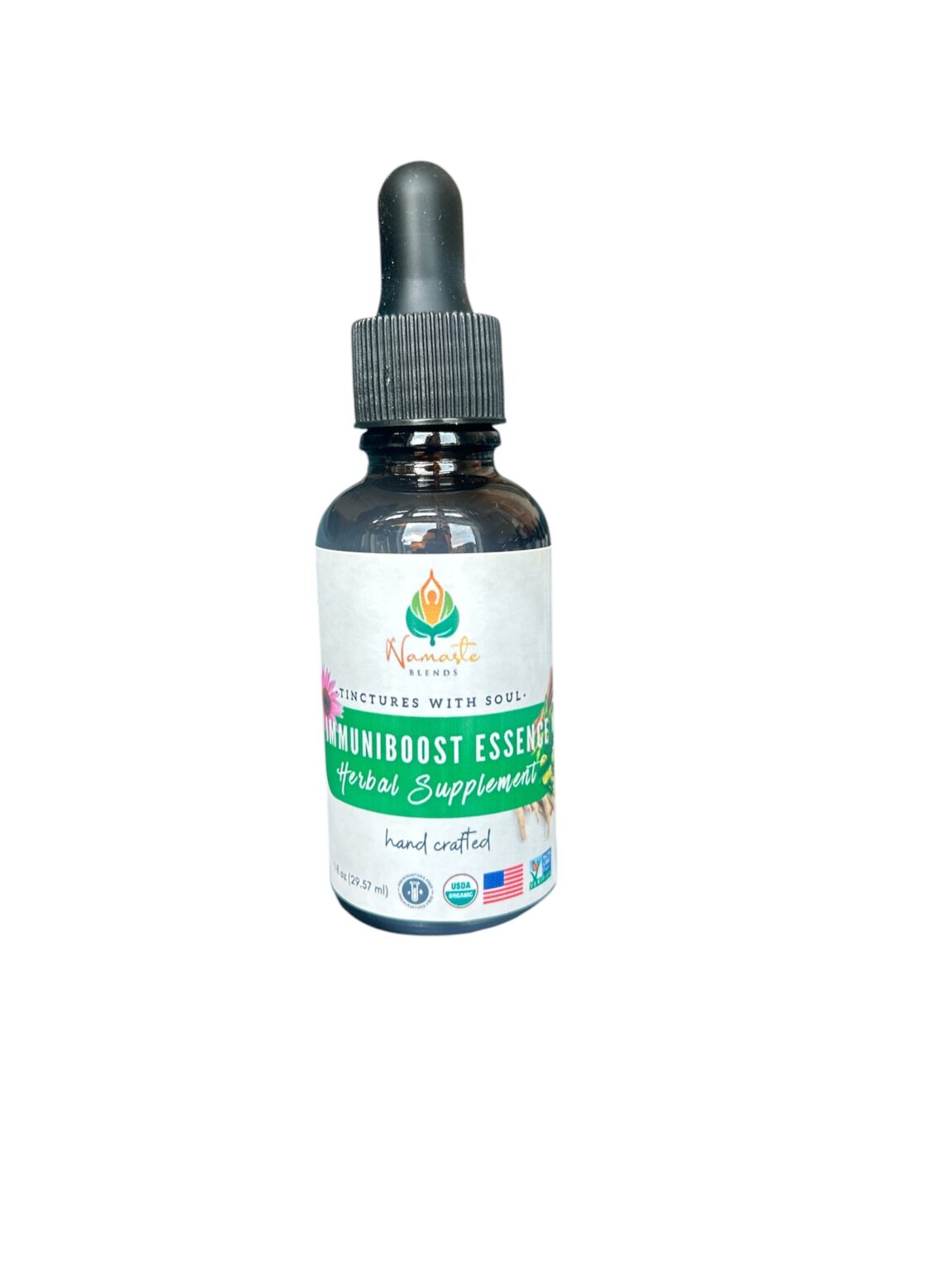 ImmuniBoost Essence Herbal Supplement supports your natural immune defenses with a gentle blend of herbs and food-grade alcohol for all-day wellness.