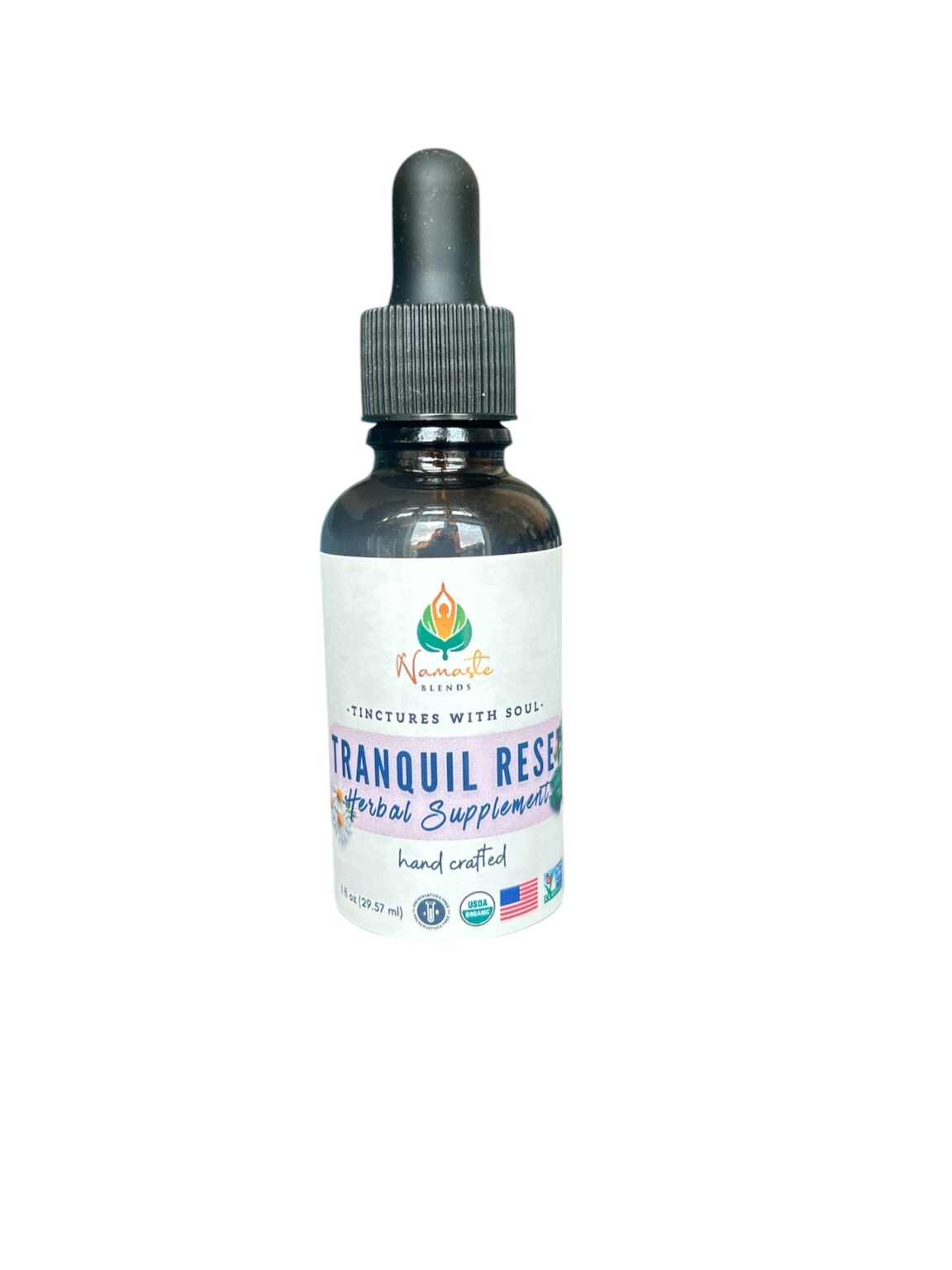 Bottle of Tranquil Reset Herbal Supplement with sleep-supporting herbs, designed to promote relaxation, ease tension, and support restful sleep naturally.