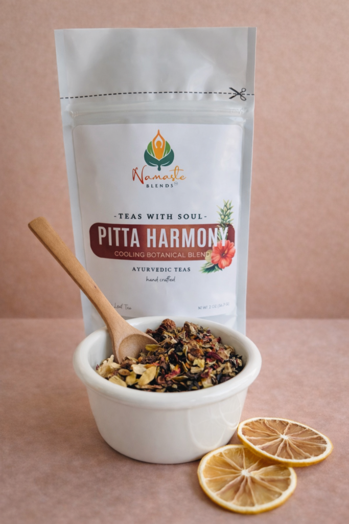 kapha lift herbal tea bags displayed in a minimalist setting with a white mug and warm neutral tones, caffeine free herbal tea sachets with visible spices like ginger clove and citrus pieces, energizing botanical blend designed for daily wellness rituals and mindful living, cozy tea aesthetic, herbal tea for energy and balance routine, wellness tea gift idea, tea bags presentation for self care and uplifting lifestyle