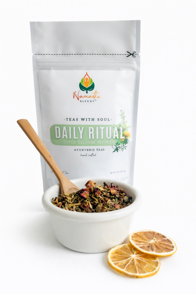 Daily ritual herbal tea crafted with comforting botanicals and warming herbs for mindful wellness rituals and cozy everyday tea moments.