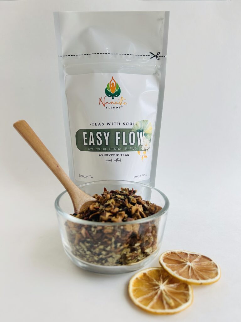 herbal tea for gentle balance displayed in a minimalist setting with a white mug and soft neutral tones, caffeine free herbal tea with visible botanicals designed for daily wellness rituals and mindful living, natural herbal tea for flow and comfort routine, cozy tea aesthetic, wellness tea for self care and balanced lifestyle, tea pouch or tea bags presentation for daily rituals