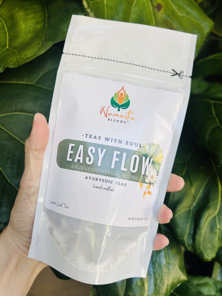 herbal tea for gentle balance displayed in a minimalist setting with a white mug and soft neutral tones, caffeine free herbal tea with visible botanicals designed for daily wellness rituals and mindful living, natural herbal tea for flow and comfort routine, cozy tea aesthetic, wellness tea for self care and balanced lifestyle, tea pouch or tea bags presentation for daily rituals