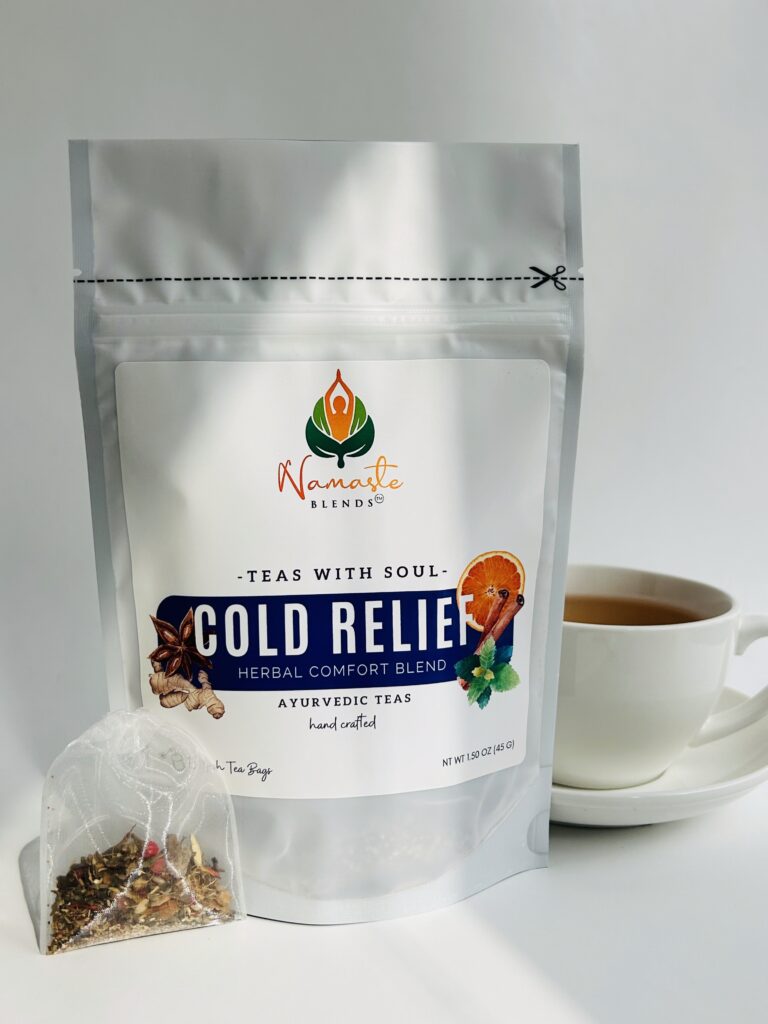 herbal tea bags for cold relief displayed in a minimalist setting with a white mug and neutral background, caffeine free herbal tea sachets with visible botanicals designed for soothing daily wellness rituals during seasonal changes, natural tea bags for cozy routines and mindful living, warm tea aesthetic, herbal tea for comfort and balance, wellness tea gift idea, tea bags presentation for self care and seasonal lifestyle