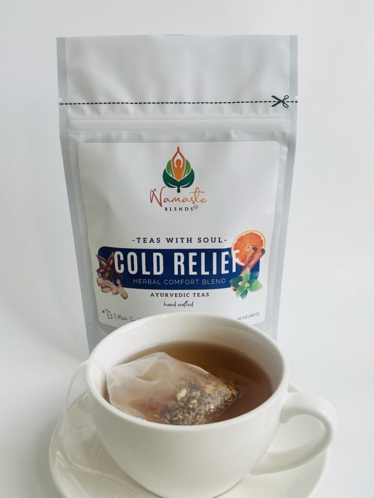 herbal tea bags for cold relief displayed in a minimalist setting with a white mug and neutral background, caffeine free herbal tea sachets with visible botanicals designed for soothing daily wellness rituals during seasonal changes, natural tea bags for cozy routines and mindful living, warm tea aesthetic, herbal tea for comfort and balance, wellness tea gift idea, tea bags presentation for self care and seasonal lifestyle