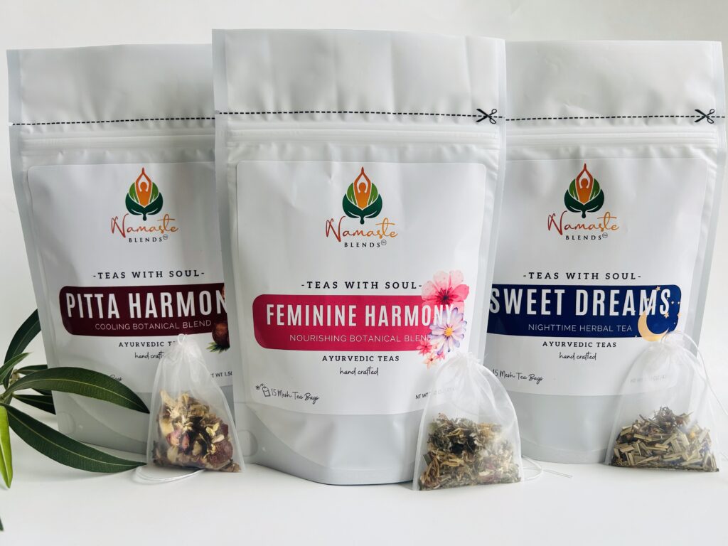 herbal tea bags for feminine balance displayed in a minimalist setting with a white mug and soft neutral tones, caffeine free herbal tea sachets with visible botanicals designed for women’s wellness rituals and mindful living, floral herbal tea for daily self care routine, cozy tea aesthetic, herbal tea for balance and comfort lifestyle, wellness tea gift for women, tea bags presentation for calm and nurturing routine