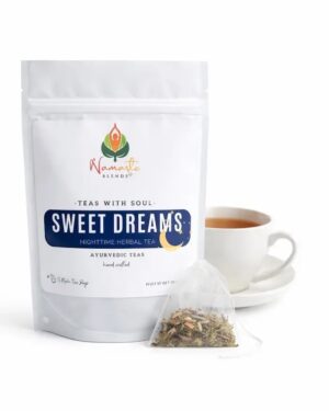 Herbal tea bags for sleep and relaxation displayed in a minimalist setup with a white mug and soft neutral tones, caffeine free herbal tea designed for nighttime rituals and calming routines, soothing herbal tea sachets for evening wind down and restful moments, cozy tea aesthetic, bedtime tea for relaxation and gentle support, wellness tea gift idea, tea bags trio presentation for self care and peaceful living