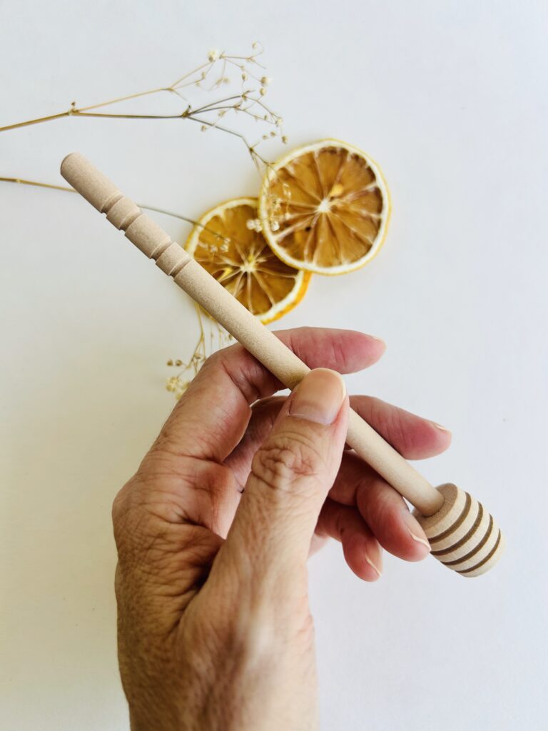 wooden honey dipper natural honey spoon tea accessory for loose leaf tea honey drizzle tool eco friendly wooden utensil tea ritual accessory small kitchen tool for tea lovers cozy tea setup minimalist tea accessory reusable honey dipper for tea warm tea moment natural wood tea tool
